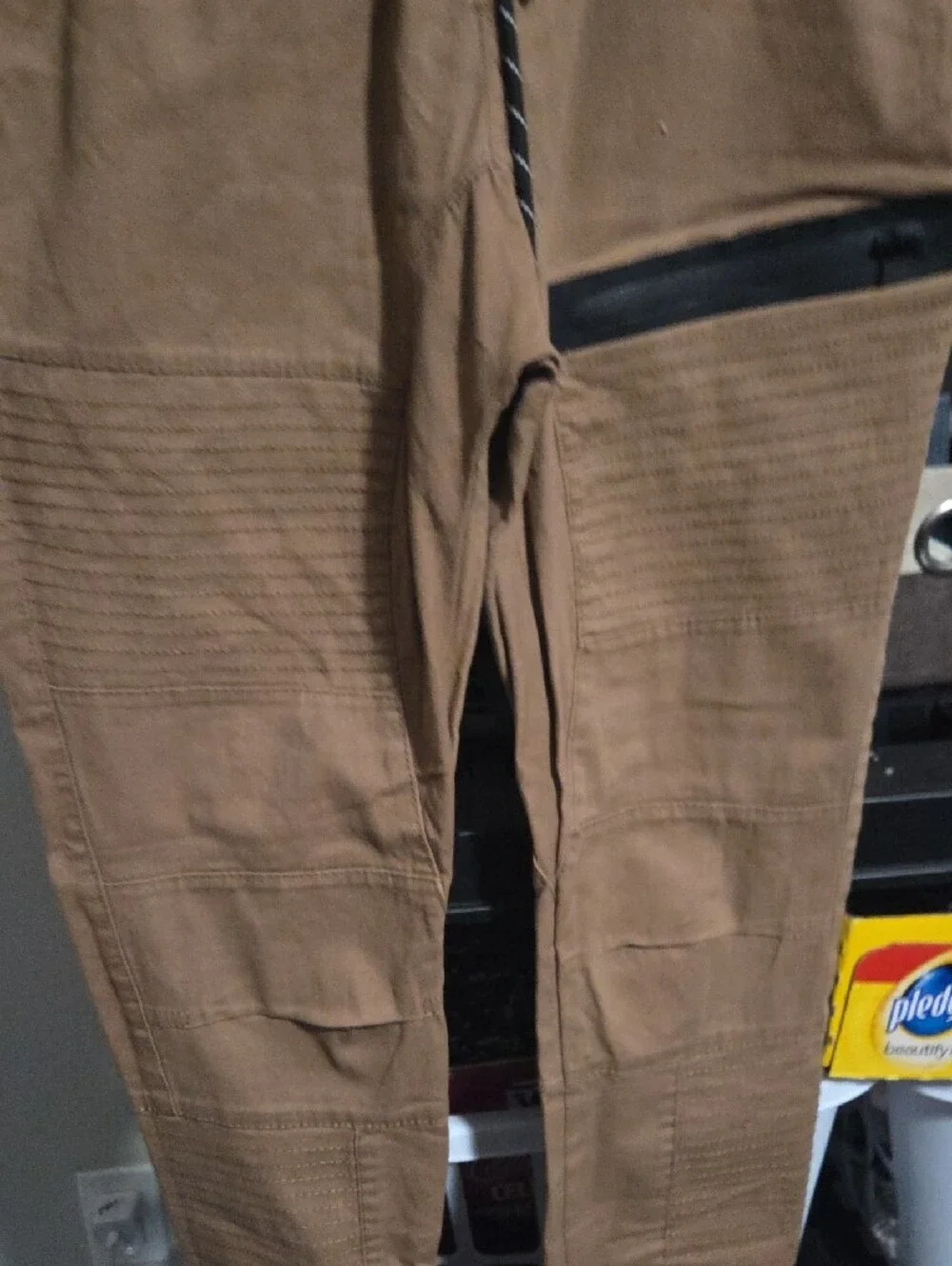 Ring of Fire Men's Tan Jogger Pants with Zipper Detail
